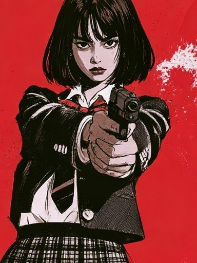 Anime Gun Girl Illustration Poster. poster — anime art