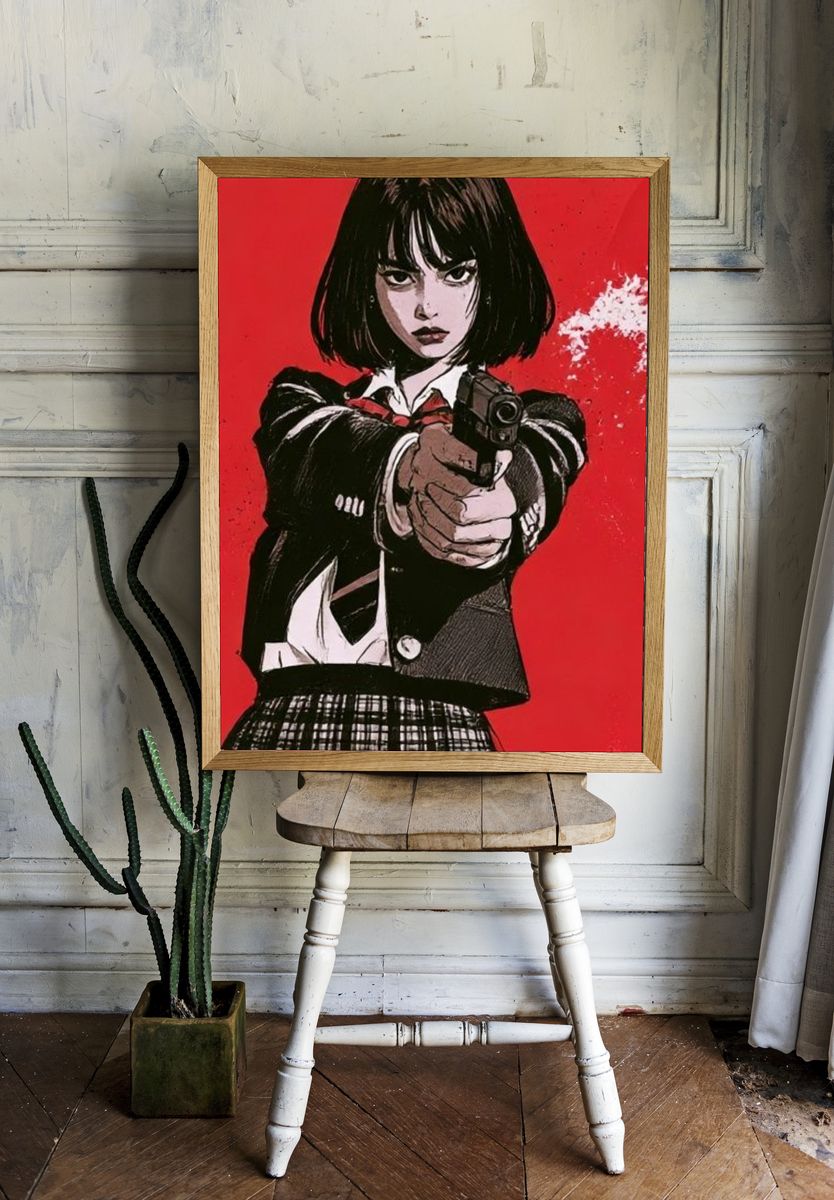Anime Gun Girl Illustration Poster. — room view 1
