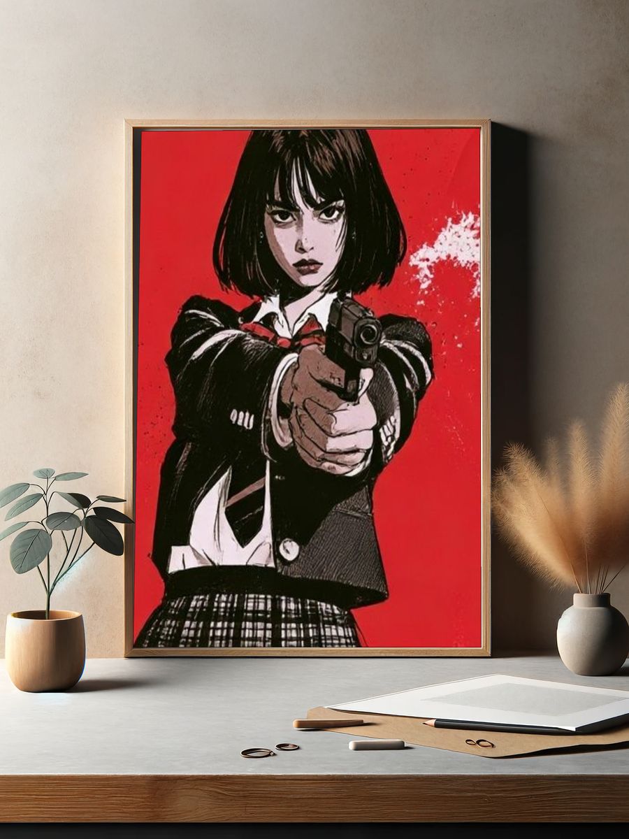 Anime Gun Girl Illustration Poster. — room view 2
