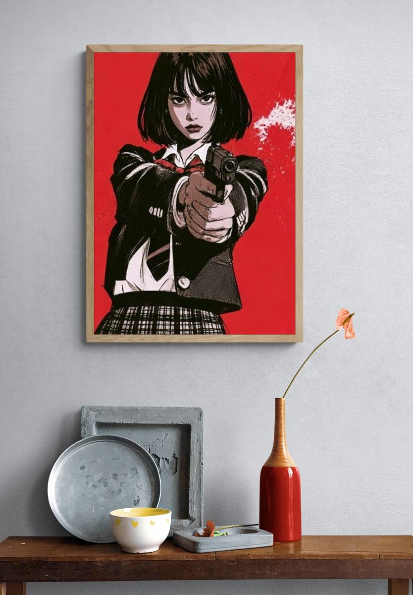 Anime Gun Girl Illustration Poster. — room view 3