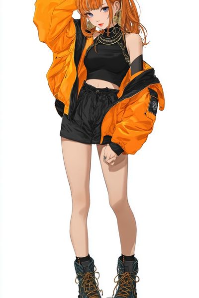 Orange Streetwear Anime Girl Poster. poster