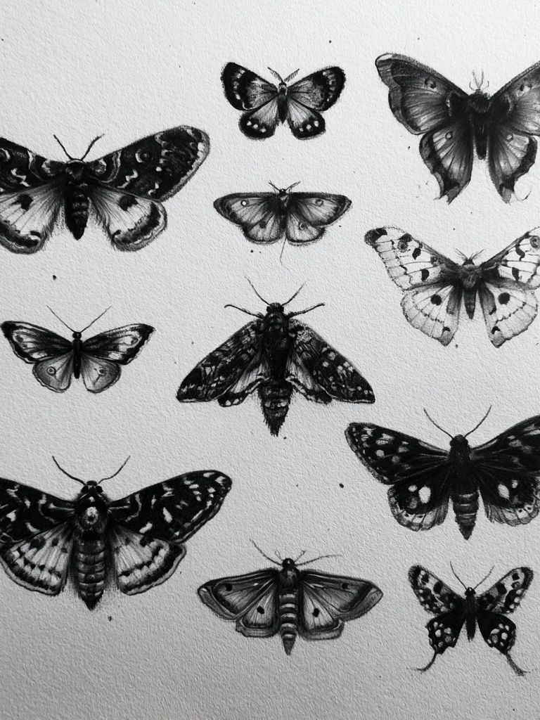 Butterfly Study Black-White Print. poster detail