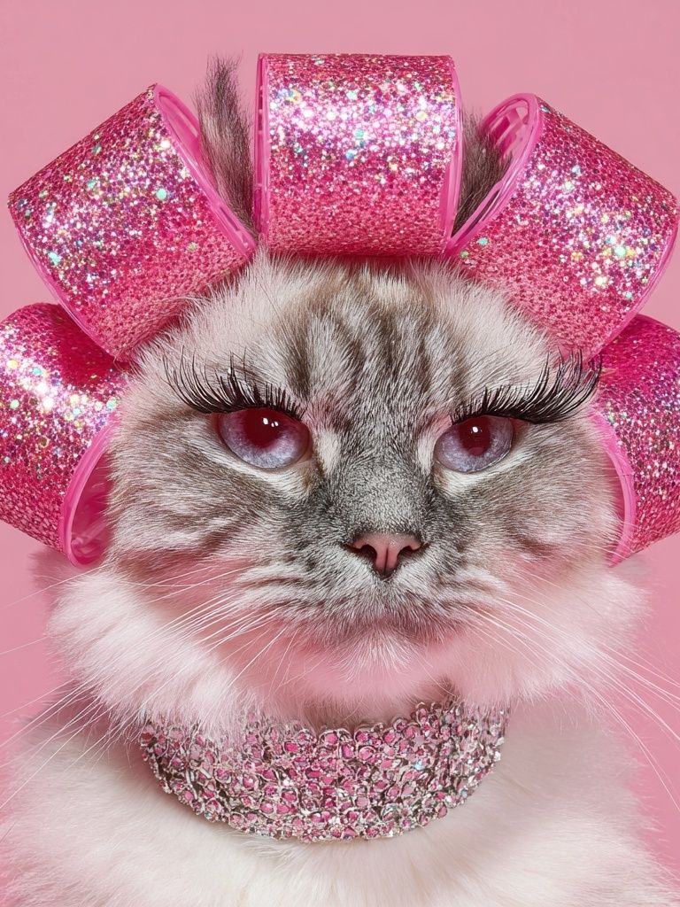 Glitter Cat Portrait Print. poster — animals art