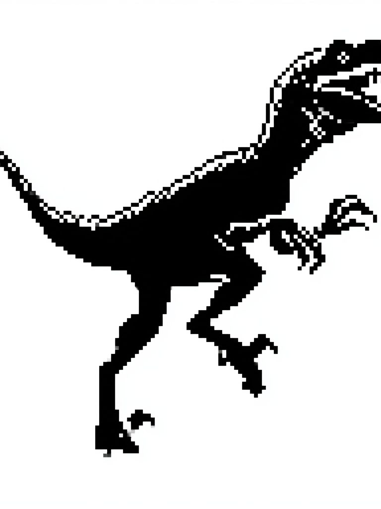 Pixel Raptor Silhouette Poster. poster — animals art