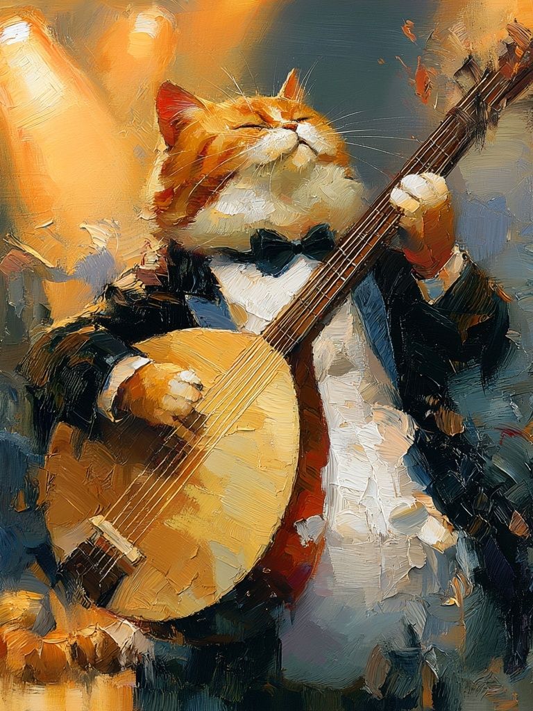 Jazz Cat Banjo Poster. poster detail