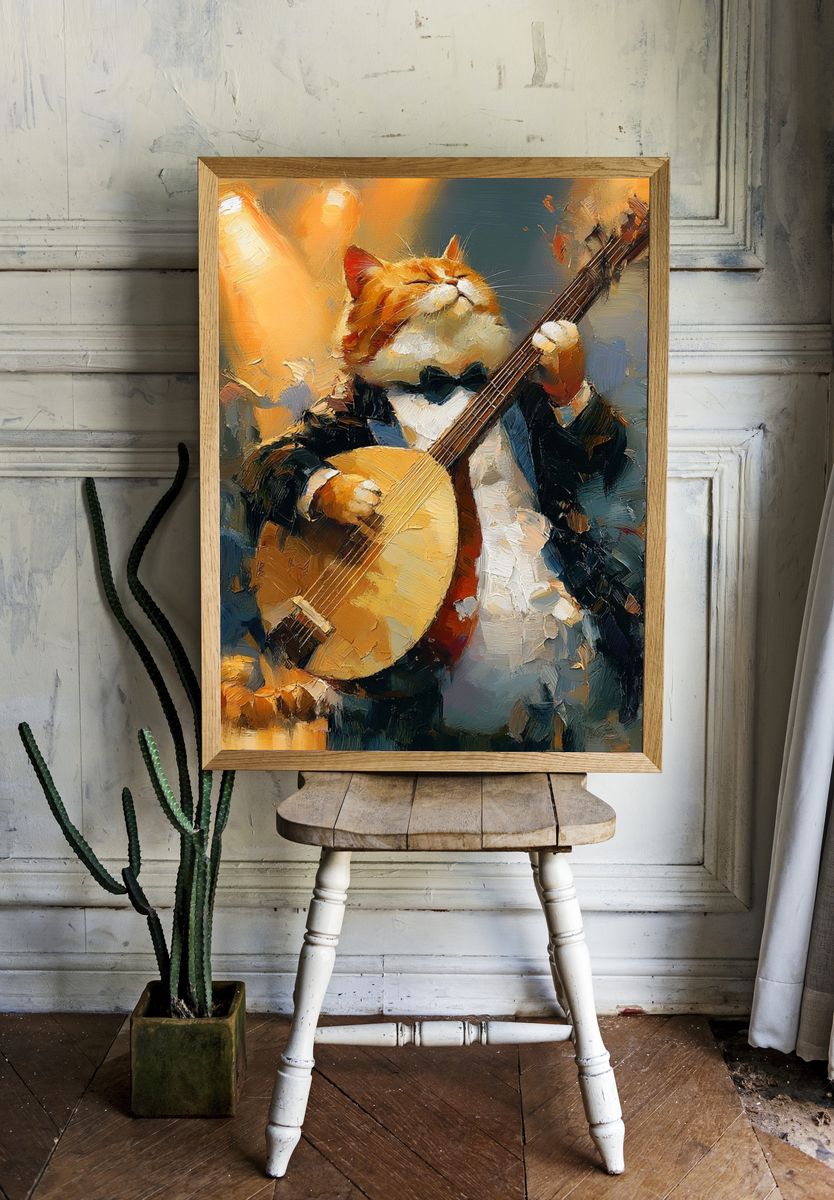 Jazz Cat Banjo Poster. — room view 1