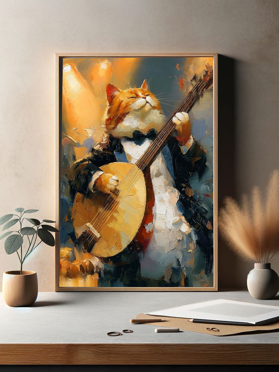 Jazz Cat Banjo Poster. — room view 2