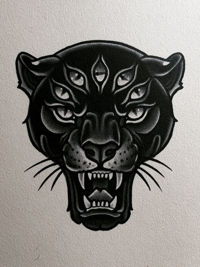 Black Panther Tattoo Style Poster. poster