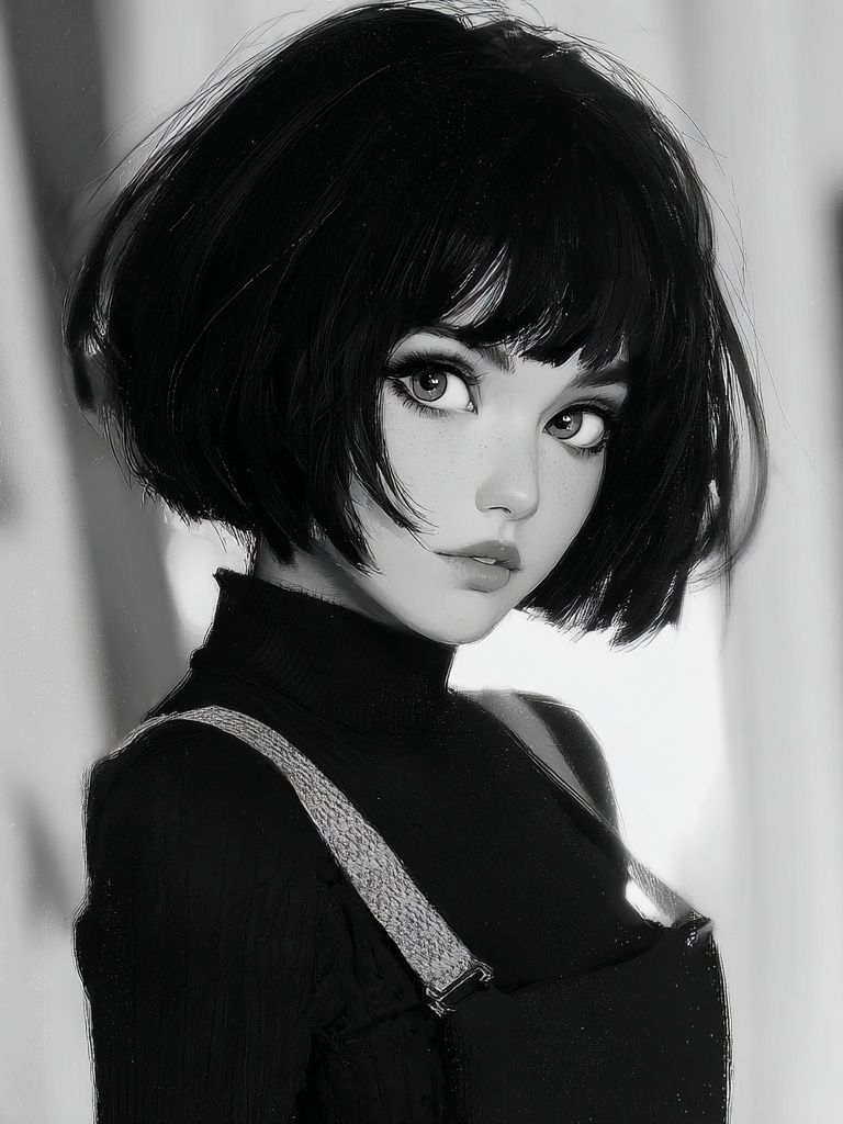 Anime Portrait Black-White Poster. poster — anime art