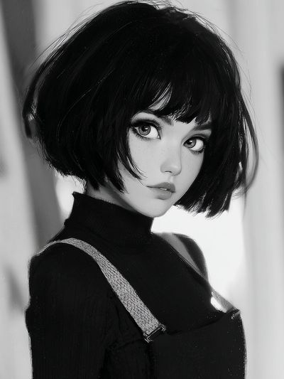 Anime Portrait Black-White Poster.