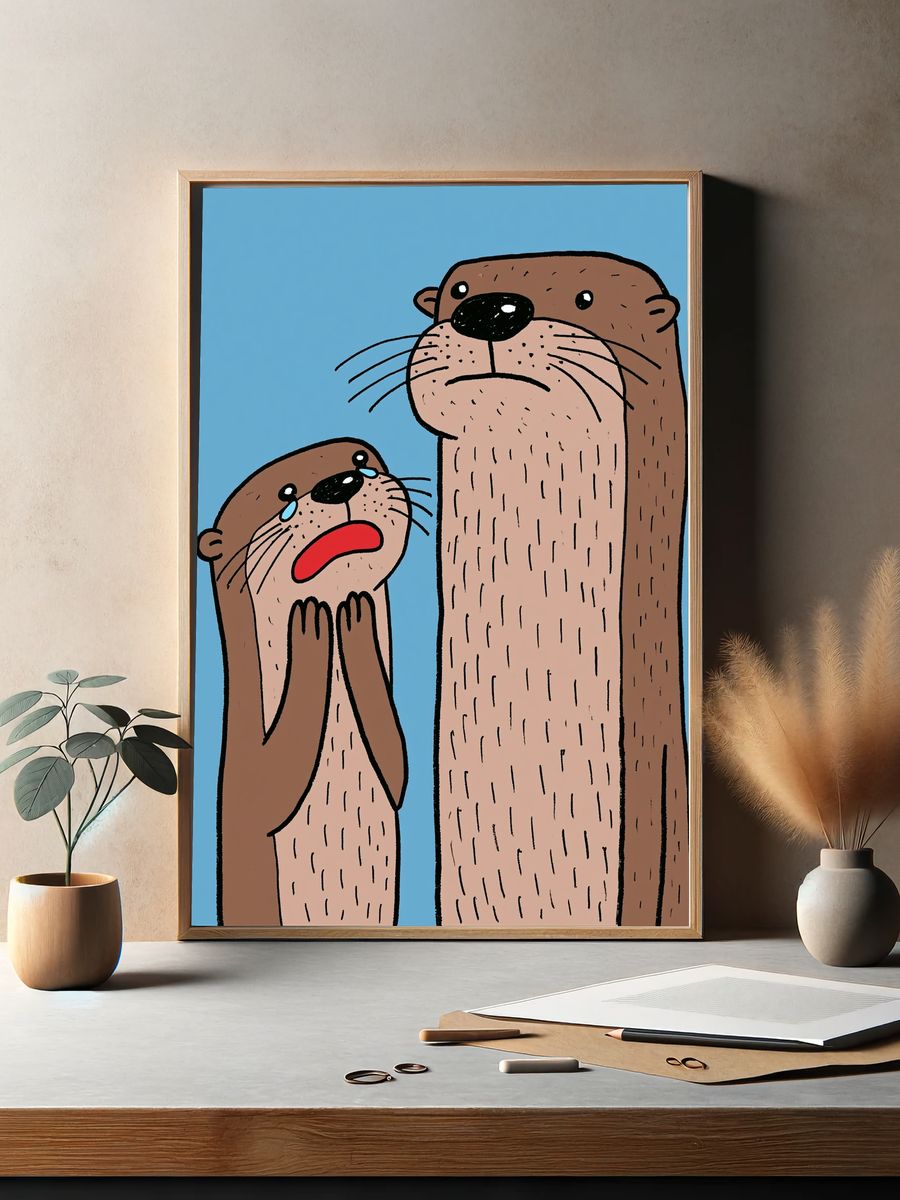 Cute Otter Duo Illustration Poster. — room view 2
