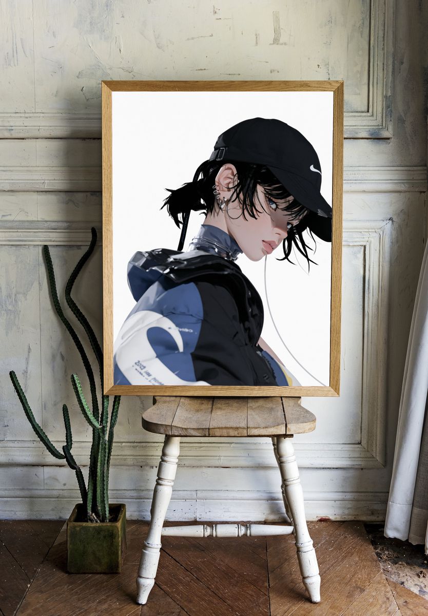 Anime Streetwear Portrait Poster. — room view 1