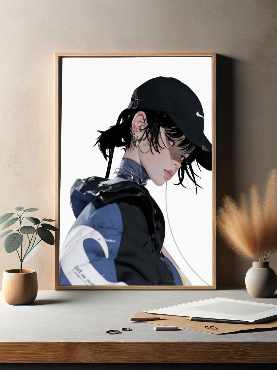 Anime Streetwear Portrait Poster. — room view 2