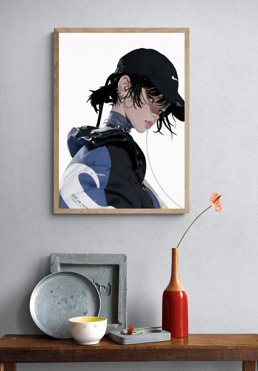 Anime Streetwear Portrait Poster. — room view 3