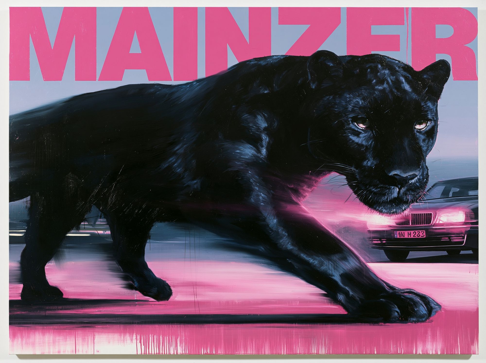 Black Panther Neon Chase Poster. poster — animals art