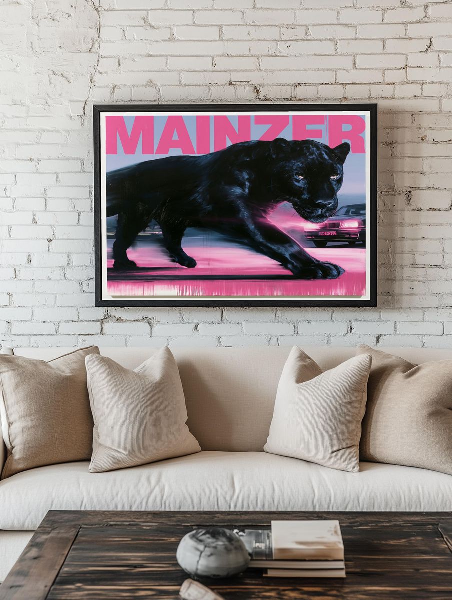 Black Panther Neon Chase Poster. — room view 1