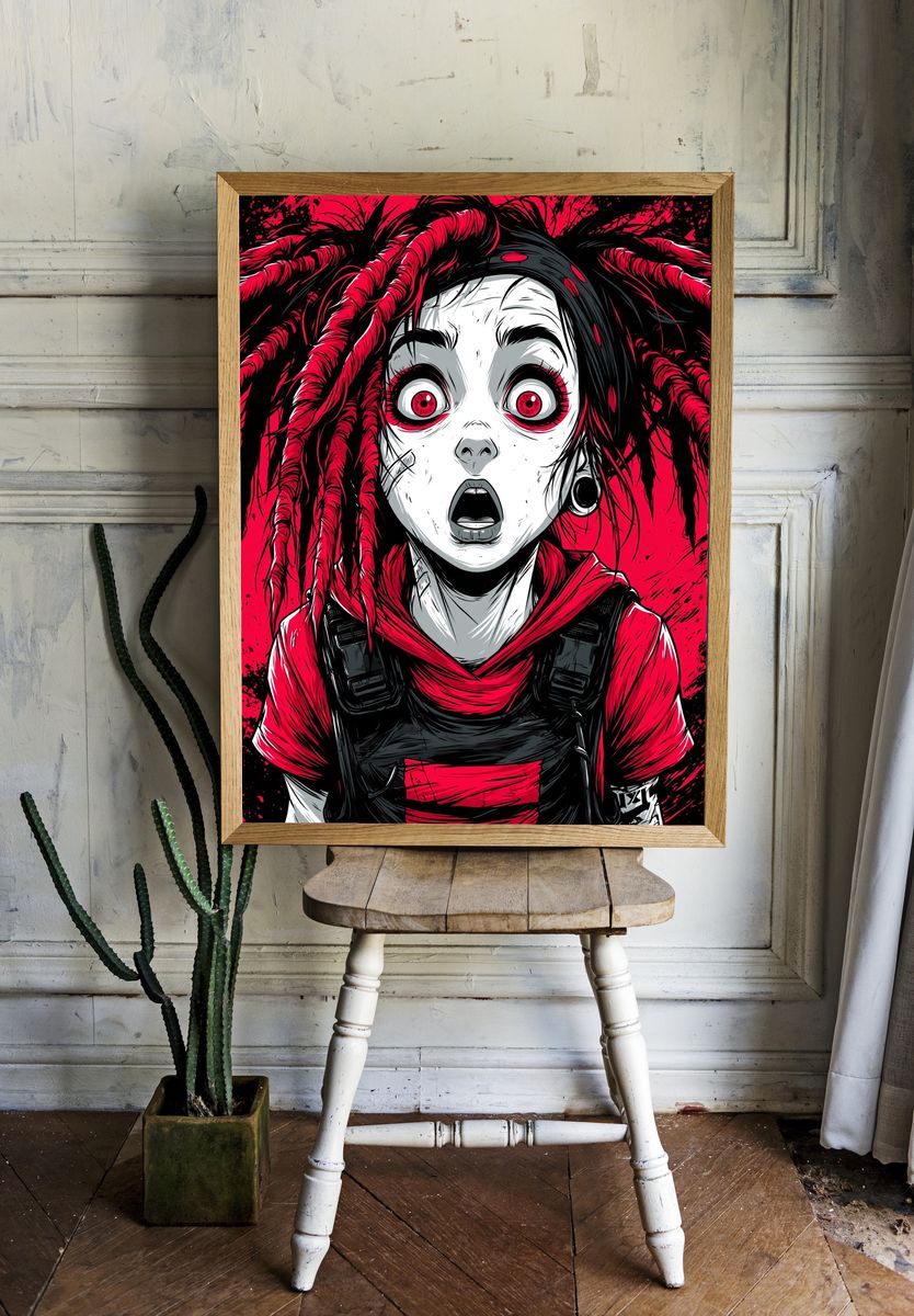 Gothic Horror Girl Illustration Poster. — room view 1