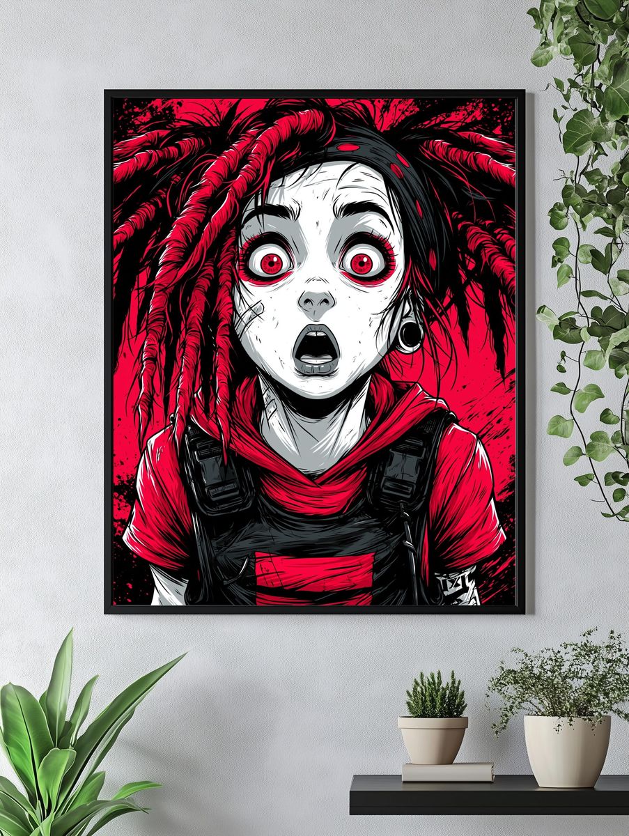Gothic Horror Girl Illustration Poster. — room view 4
