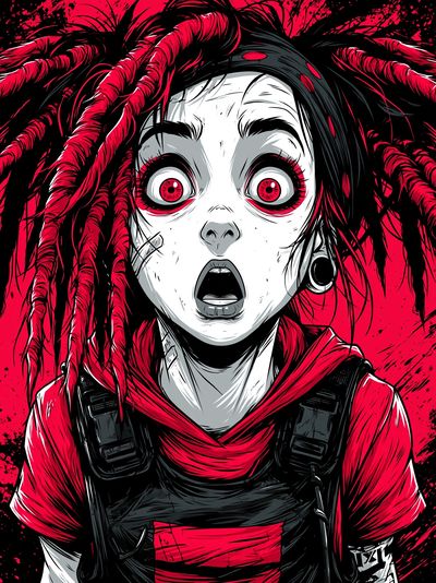 Gothic Horror Girl Illustration Poster.