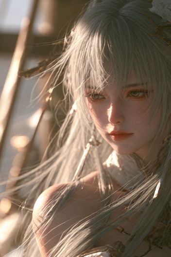 Silver-Haired Fantasy Portrait Poster. poster — anime art