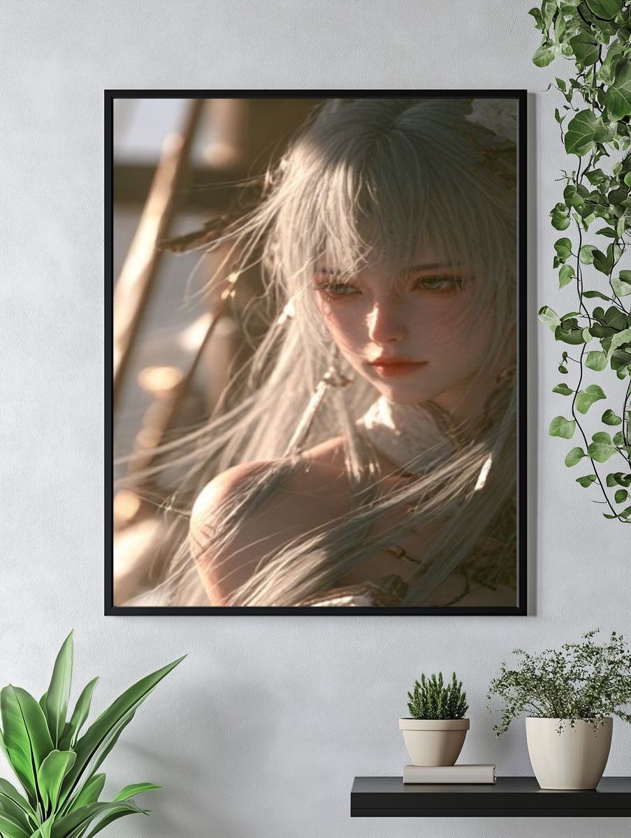 Silver-Haired Fantasy Portrait Poster. — room view 4