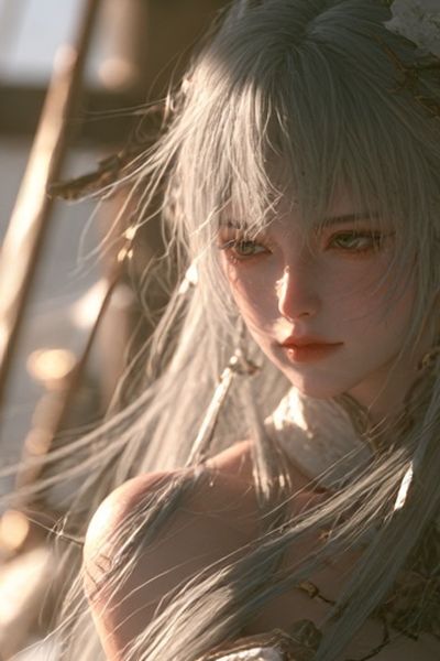 Silver-Haired Fantasy Portrait Poster. poster