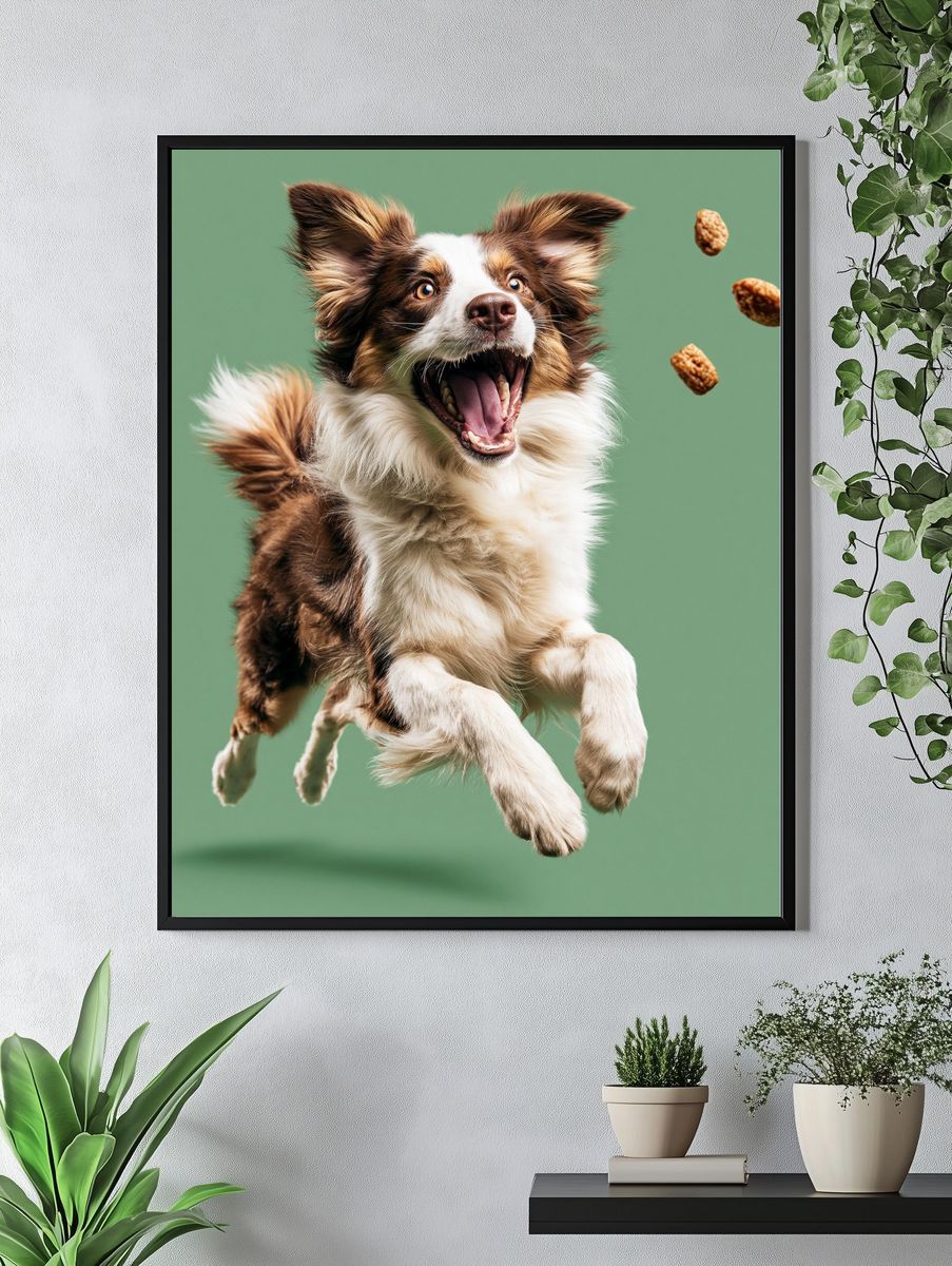 Playful Border Collie Photography Poster. — room view 4