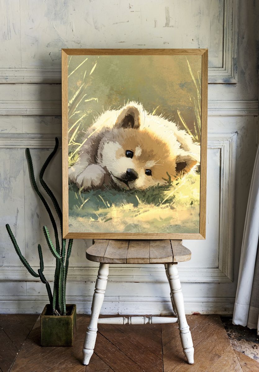Sleeping Puppy Watercolor Poster room preview