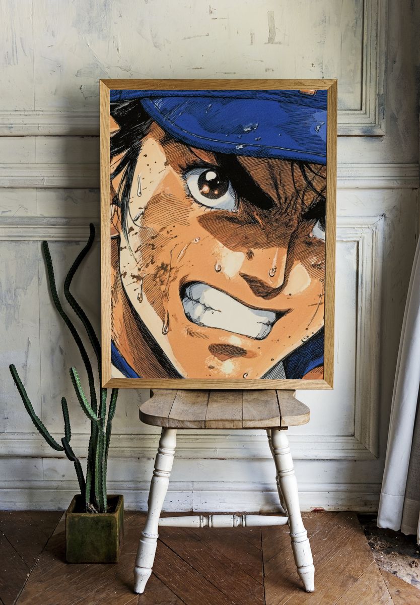 Baseball Anime Portrait Print. room preview