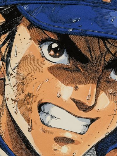 Baseball Anime Portrait Print.