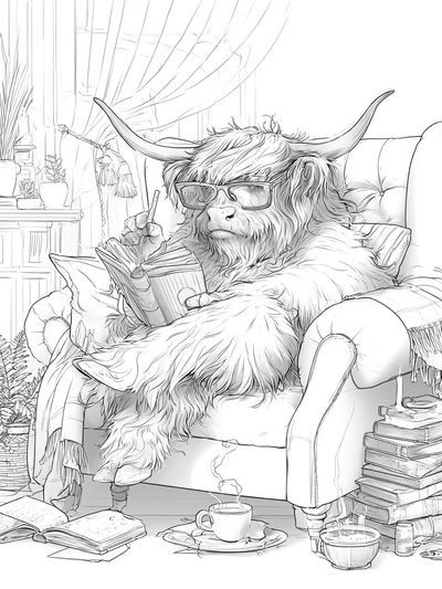 Cozy Highland Cow Reading Poster. poster