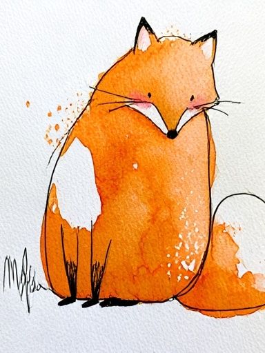 Orange Fox Watercolor Poster. poster — animals art