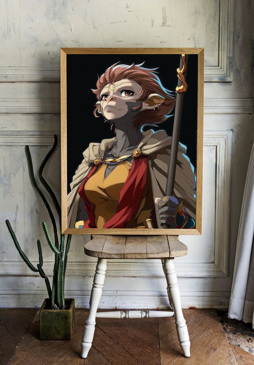Monkey Warrior Digital Art Poster. — room view 1