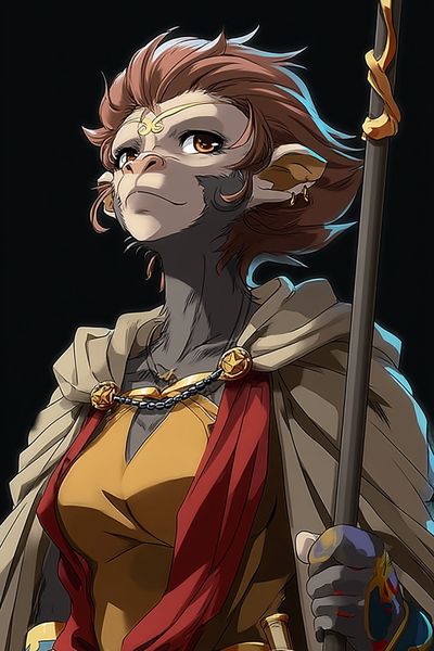 Monkey Warrior Digital Art Poster.