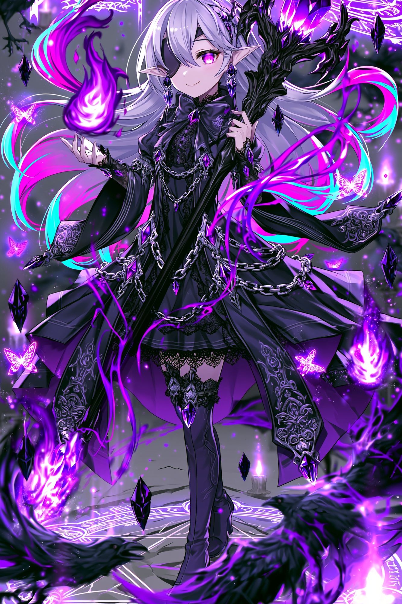 Dark Elf Sorceress Anime Poster. poster detail