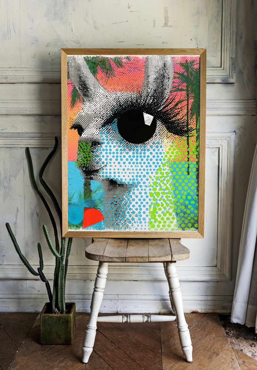 Pop Art Bunny Portrait Poster. — room view 1