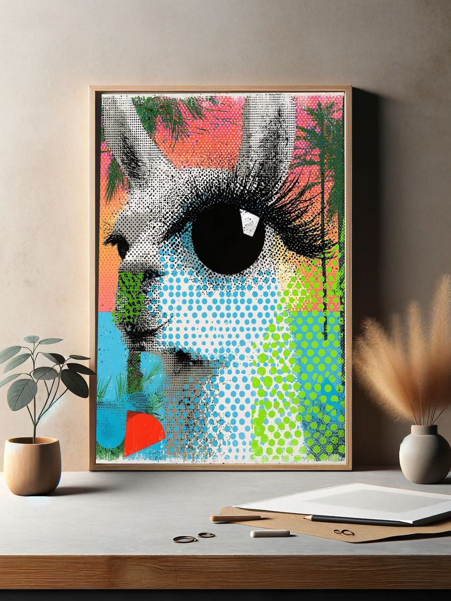 Pop Art Bunny Portrait Poster. — room view 2