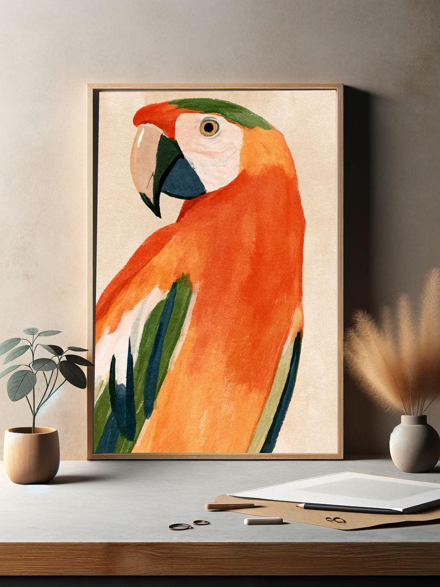 Scarlet Macaw Watercolor Poster. — room view 2