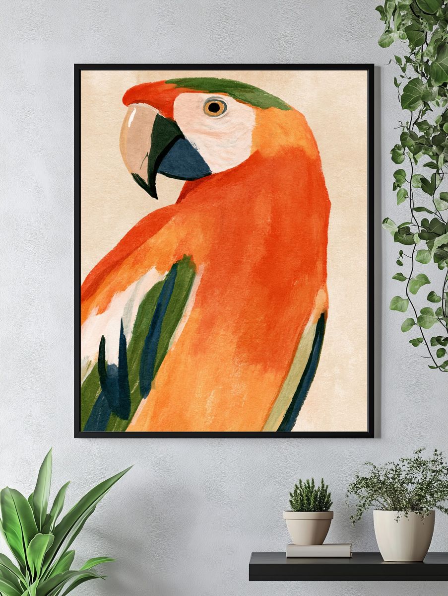 Scarlet Macaw Watercolor Poster. — room view 4