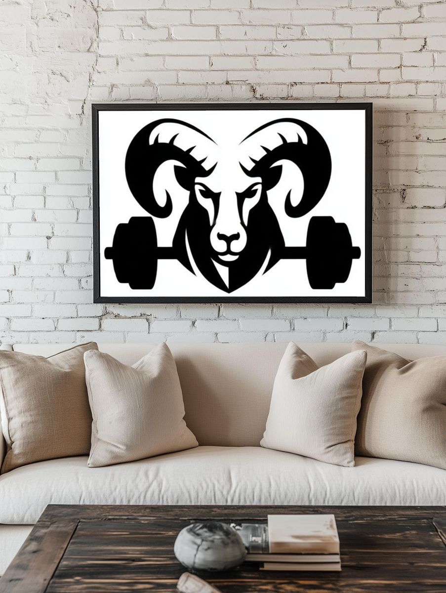 Ram Weightlifting Silhouette Poster. — room view 1