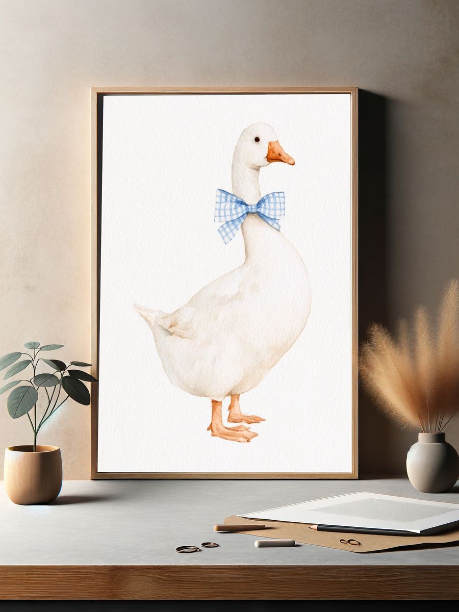 White Goose Watercolor Poster. — room view 2