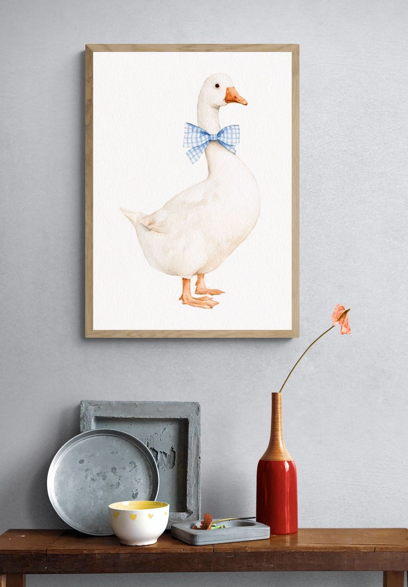 White Goose Watercolor Poster. — room view 3
