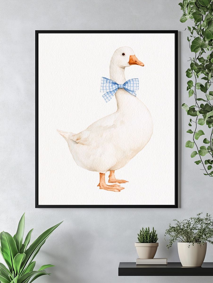 White Goose Watercolor Poster. — room view 4