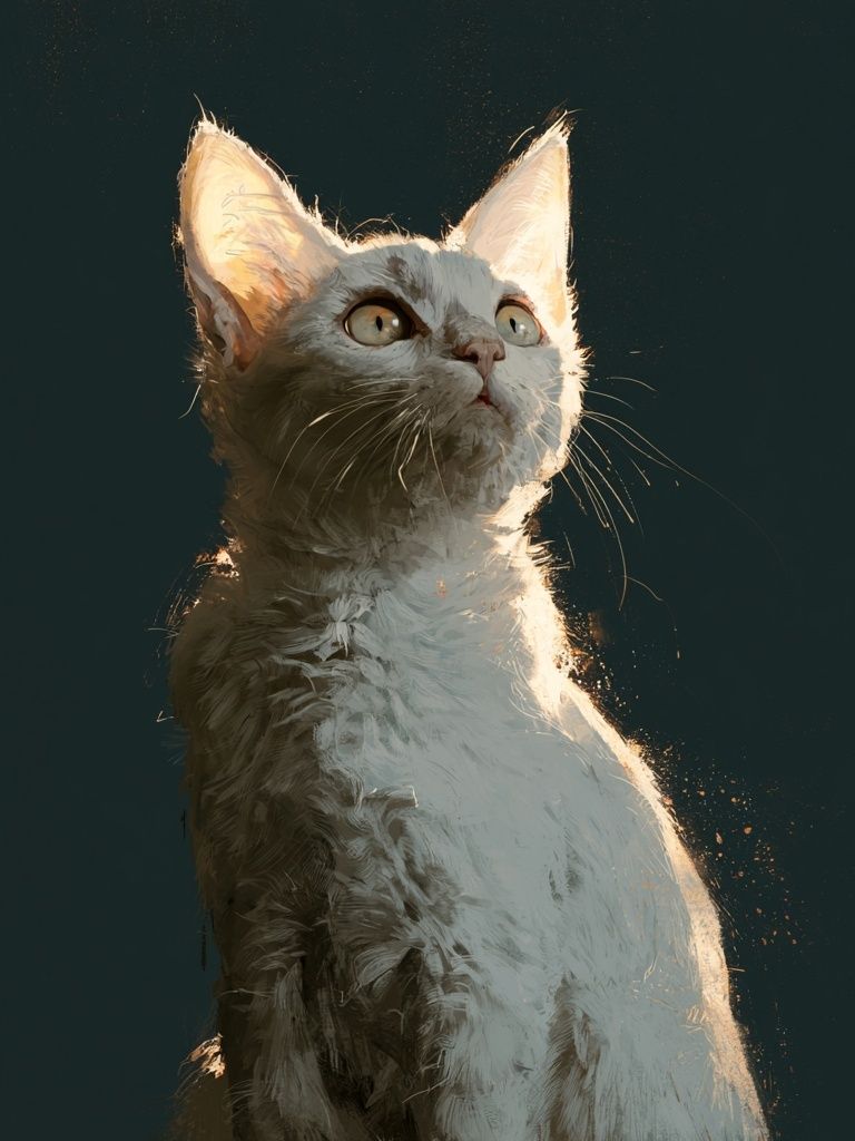 White Cat Portrait Poster. poster detail