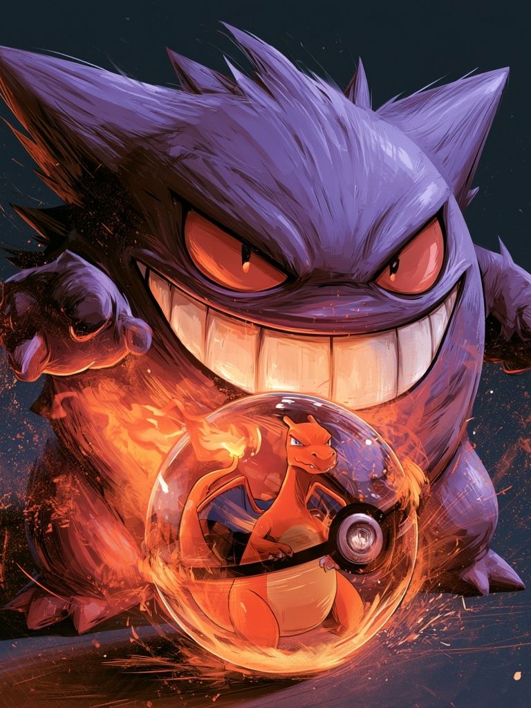 Gengar and Charizard Anime Poster. poster — anime art