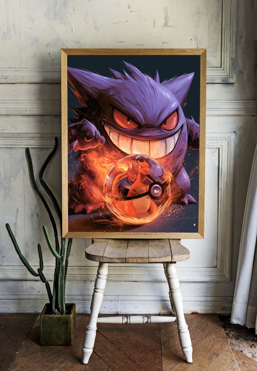 Gengar and Charizard Anime Poster. room preview