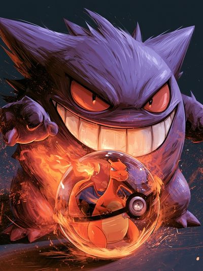 Gengar and Charizard Anime Poster. poster