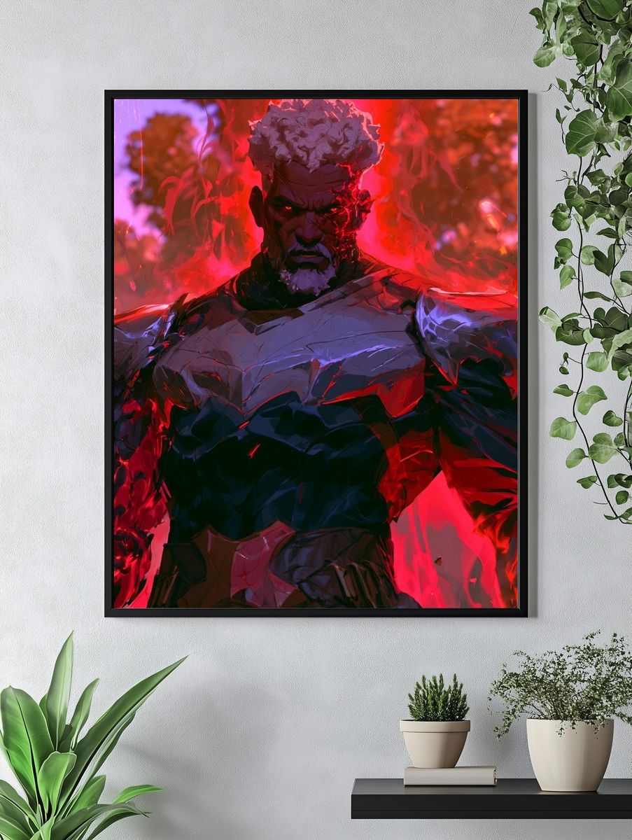 Fiery Anime Warrior Poster. — room view 4