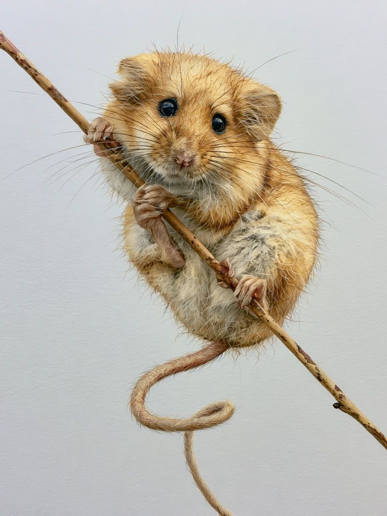 Mouse on Branch Illustration Poster. poster — animals art