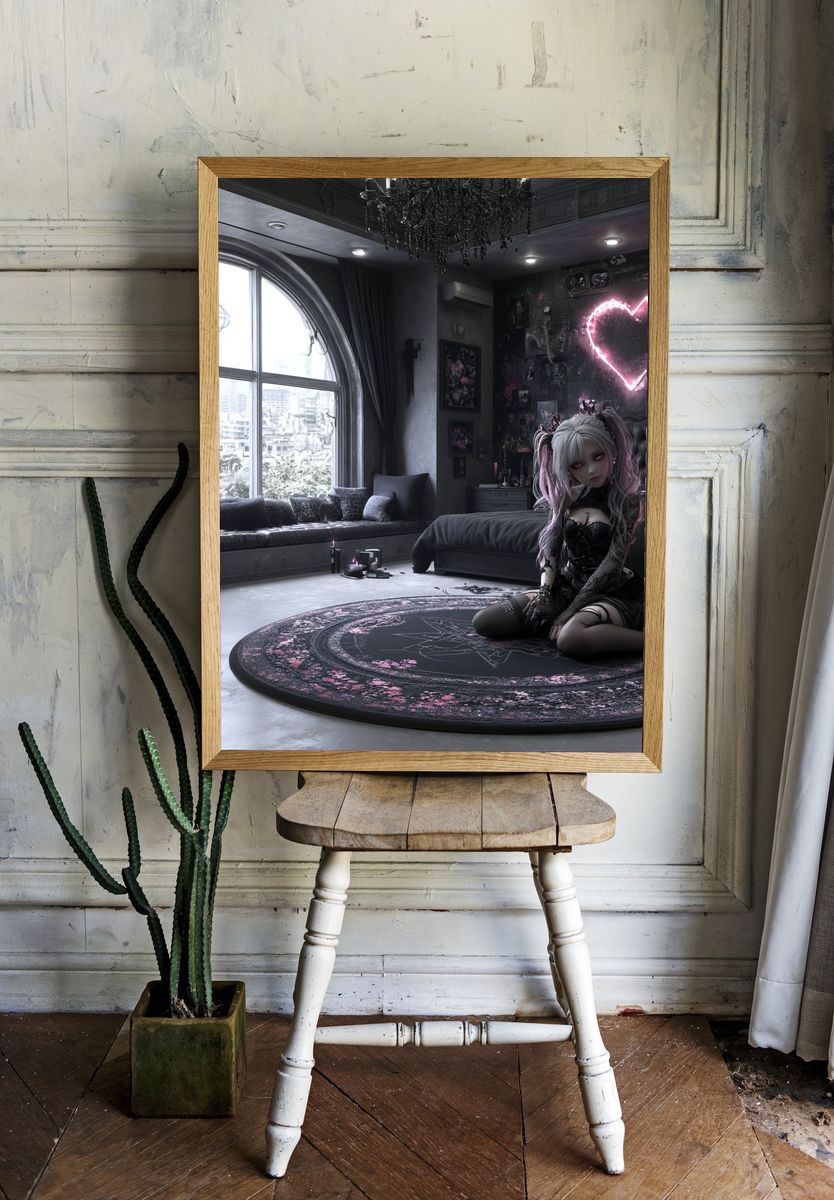Gothic Anime Bedroom Poster. — room view 1